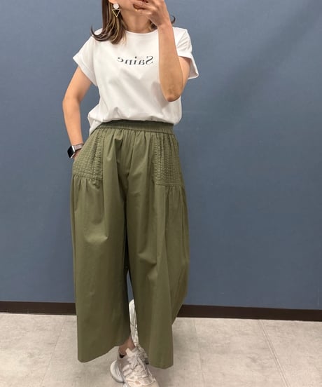 Pauline Bleu ポリーヌブロー　サイドタック ギャザーガウチョパンツ