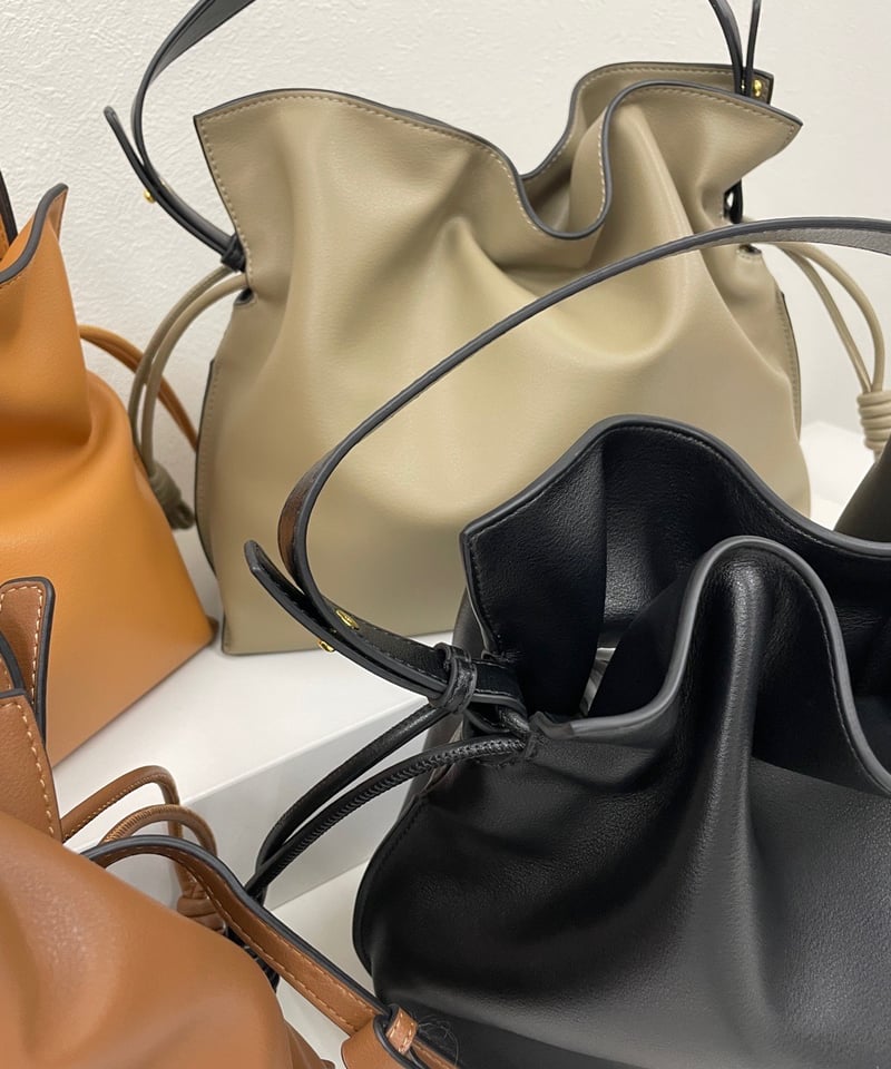 牛革製 2way 巾着バッグ ショルダー付き | HA-CHI