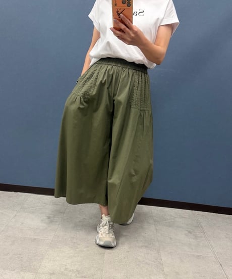 Pauline Bleu ポリーヌブロー　サイドタック ギャザーガウチョパンツ