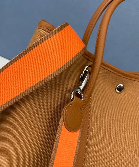 SALE★牛革×canvas トートバックM  キャメル