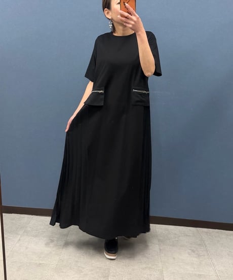 Pauline Bleu ポリーヌブロー　サイドプリーツ切り替えワンピース