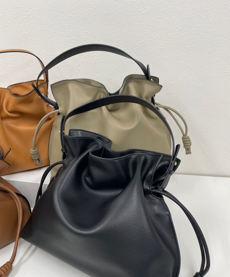 牛革製 2way 巾着バッグ ショルダー付き | HA-CHI