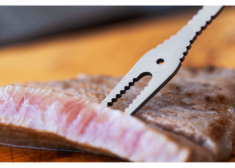 調理用ナイフ『手捌（てさばき）』、『掌（たなごころ）』、フォーク『 指叉（さすまた）』銀閃花シリーズ