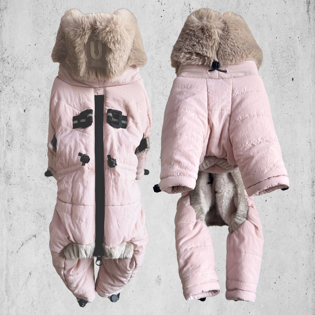USHH エコファースノースーツ ブラック XS 2025NEW ECO FUR SNOW SUIT:BLACK <ｴｺﾌｧｰｽﾉｰｽｰﾂ: ﾌ