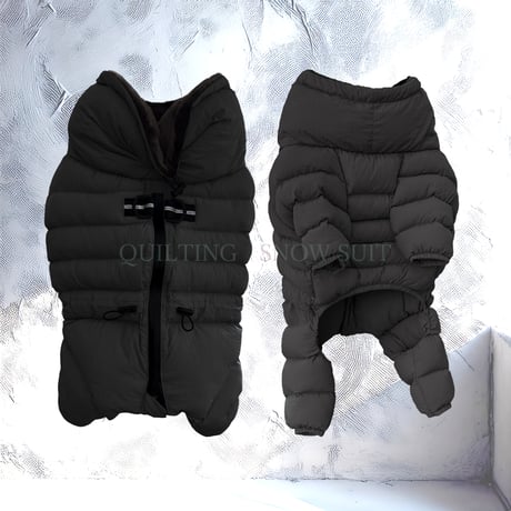 <FRENCH BULLDOG> QUILTING SNOW SUIT: BLACK <フレンチブルドッグ:ｷﾙﾃｨﾝｸﾞｽﾉｰｽｰﾂ: ﾌﾞﾗｯｸ>