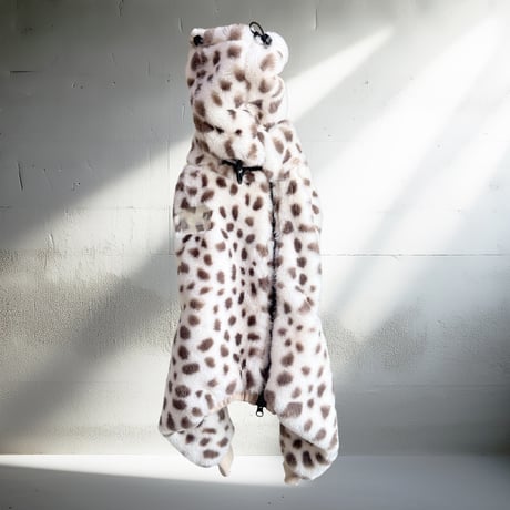 ECO-FUR LEOPARD ZIP-UP ROMPERS:OFF WHITE //ｴｺﾌｧｰﾚｵﾊﾟｰﾄﾞｼﾞｯﾌﾟｱｯﾌﾟﾛﾝﾊﾟｰｽ:ｵﾌﾎﾜｲﾄ