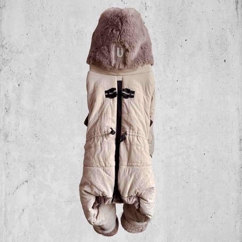 2025NEW ECO FUR SNOW SUIT:BEIGE<ｴｺﾌｧｰｽﾉｰｽｰﾂ: ベー