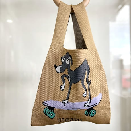 USHH original jaqurt knit bag//ｱｼｭｰｵﾘｼﾞﾅﾙｼﾞｬｶﾞｰﾄﾞﾆｯﾄﾊﾞｯｸ:ｲﾀｸﾞﾚ