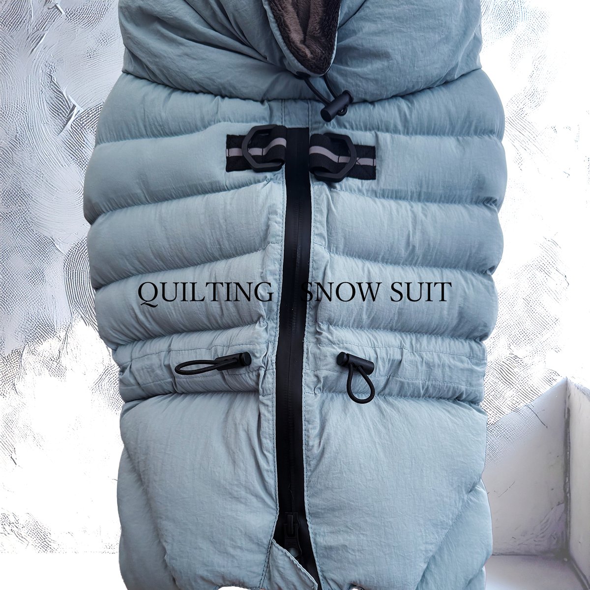 FRENCH BULLDOG> QUILTING SNOW SUIT:DUSTY BLUE
