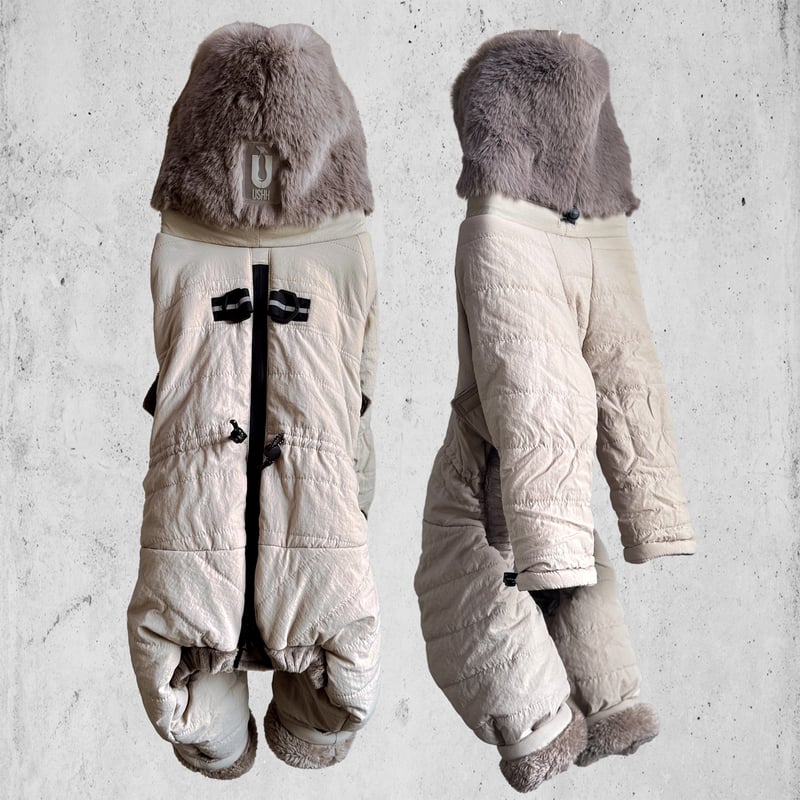 2025NEW ECO FUR SNOW SUIT:BEIGE<ｴｺﾌｧｰｽﾉｰｽｰﾂ: ベー