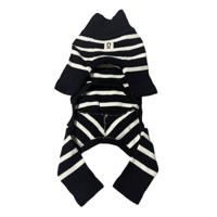 <MINIATURE SCHNAUZER> Thermal Knit Rompers: black border  <ﾐﾆﾁｭｱｼｭﾅｳｻﾞｰ:ｻｰﾏﾙﾆｯﾄﾛﾝﾊﾟｰｽ: ﾌﾞﾗｯｸﾎﾞｰﾀﾞｰ>