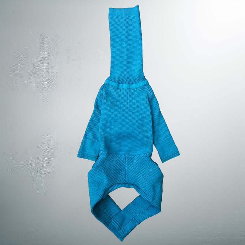 thermal knit rompers:Turquoise <サーマルニットロンパース:ター