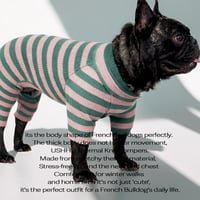<FRENCH BULLDOG> Thermal Knit Rompers: border <フレンチブルドッグ:ｻｰﾏﾙﾆｯﾄﾛﾝﾊﾟｰｽ: ﾎﾞｰﾀﾞｰ>