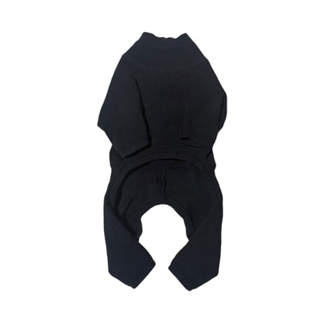 <FRENCH BULLDOG> Thermal Knit Rompers: carbon <フレンチブルドッグ:ｻｰﾏﾙﾆｯﾄﾛﾝﾊﾟｰｽ: ｶｰﾎﾞﾝ>