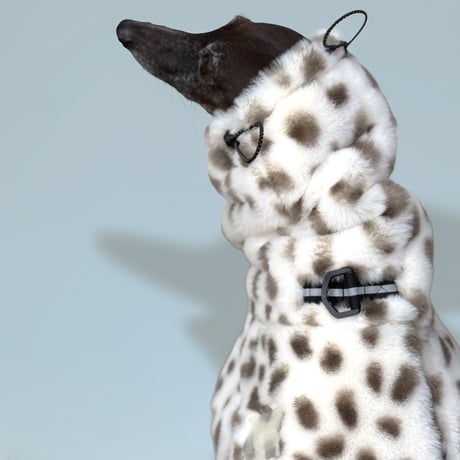 ECO-FUR LEOPARD ZIP-UP ROMPERS:OFF WHITE //ｴｺﾌｧｰﾚｵﾊﾟｰﾄﾞｼﾞｯﾌﾟｱｯﾌﾟﾛﾝﾊﾟｰｽ:ｵﾌﾎﾜｲﾄ