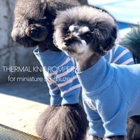 <MINIATURE SCHNAUZER> Thermal Knit Rompers: misty blue <ﾐﾆﾁｭｱｼｭﾅｳｻﾞｰ:ｻｰﾏﾙﾆｯﾄﾛﾝﾊﾟｰｽ: ﾐｽﾃｨﾌﾞﾙｰ>