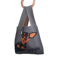 USHH original jaqurt knit bag//ｱｼｭｰｵﾘｼﾞﾅﾙｼﾞｬｶﾞｰﾄﾞﾆｯﾄﾊﾞｯｸ:ﾐﾆﾋﾟﾝ