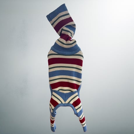 thermal knit rompers:BLUE MULTI <サーマルニットロンパース:ブルーマルチ>