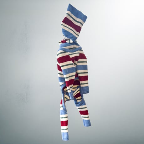 thermal knit rompers:BLUE MULTI <サーマルニットロンパース:ブルーマルチ>