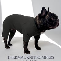 <FRENCH BULLDOG> Thermal Knit Rompers: carbon <フレンチブルドッグ:ｻｰﾏﾙﾆｯﾄﾛﾝﾊﾟｰｽ: ｶｰﾎﾞﾝ>