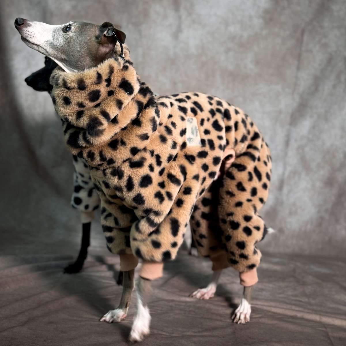 USHH:エコファーレオパードロンパース:ブラウン サイズ：S ECO-FUR LEOPARD ZIP-UP ROMPERS:BROWN //ｴｺﾌｧｰﾚｵﾊ