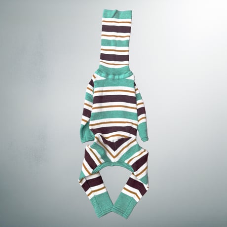 thermal knit rompers:GREEN MULTI <サーマルニットロンパース:グリーンマルチ>