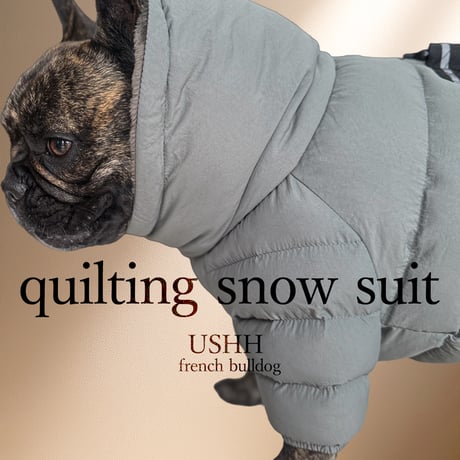 <FRENCH BULLDOG> QUILTING SNOW SUIT:KHAKI <フレンチブルドッグ:ｷﾙﾃｨﾝｸﾞｽﾉｰｽｰﾂ: ｶｰｷ>