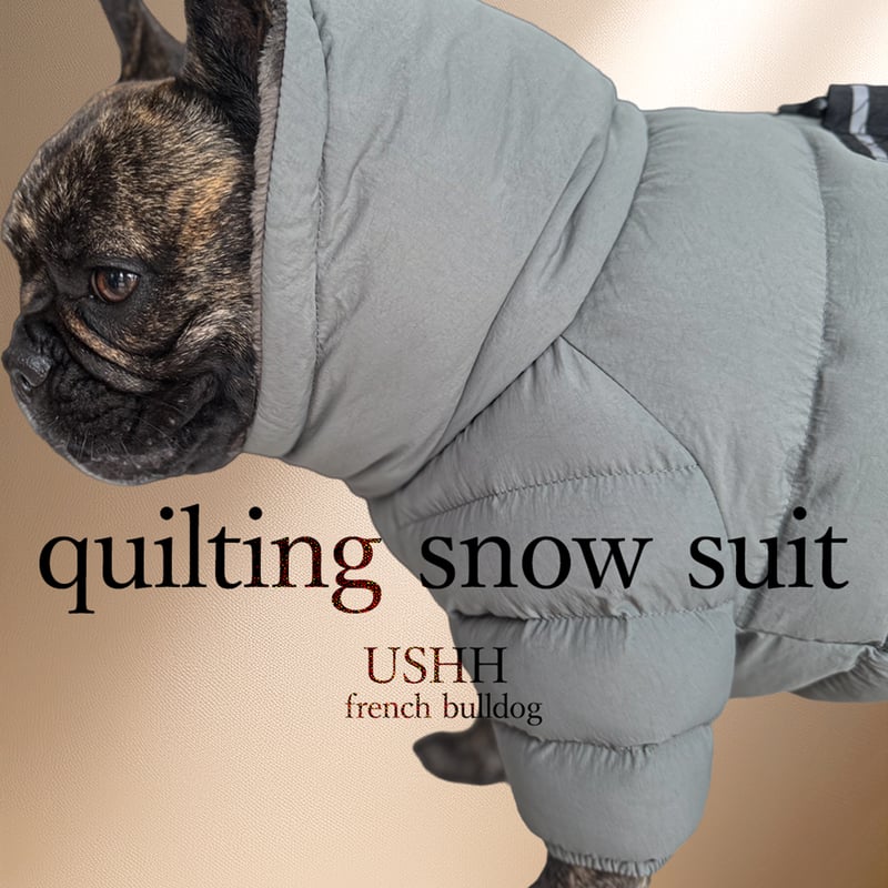FRENCH BULLDOG> QUILTING SNOW SUIT:DUSTY BLUE