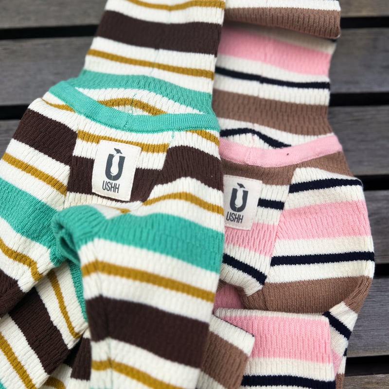 thermal knit rompers:PINK MULTI <サーマルニットロンパース:ピ