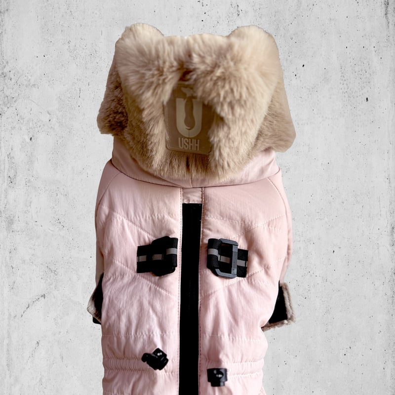 2025NEW ECO FUR SNOW SUIT:SHELL PINK<ｴｺﾌｧｰｽﾉｰｽｰ