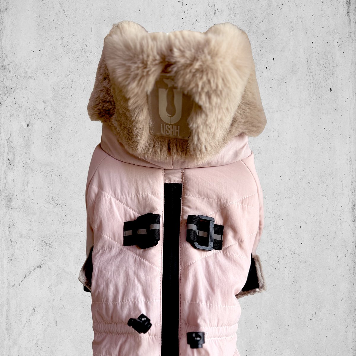 2025NEW ECO FUR SNOW SUIT:SHELL PINK<ｴｺﾌｧｰｽﾉｰｽｰ