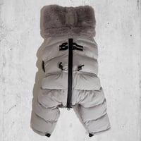 ECO-FUR LEOPARD ZIP-UP ROMPERS:ECRU//ｴｺﾌｧｰﾚｵﾊﾟｰ