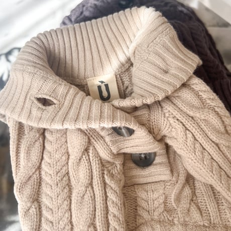 Cotton strech cable knit JK : ECRU <ｺｯﾄﾝｽﾄﾚｯﾁｹｰﾌﾞﾙﾆｯﾄｼﾞｬｹｯﾄ:ｴｸﾘｭ>