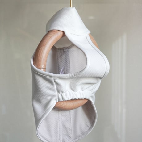 Neoprane zip-up half1/2 tops white //ネオプレンジップアップハーフトップ ホワイト