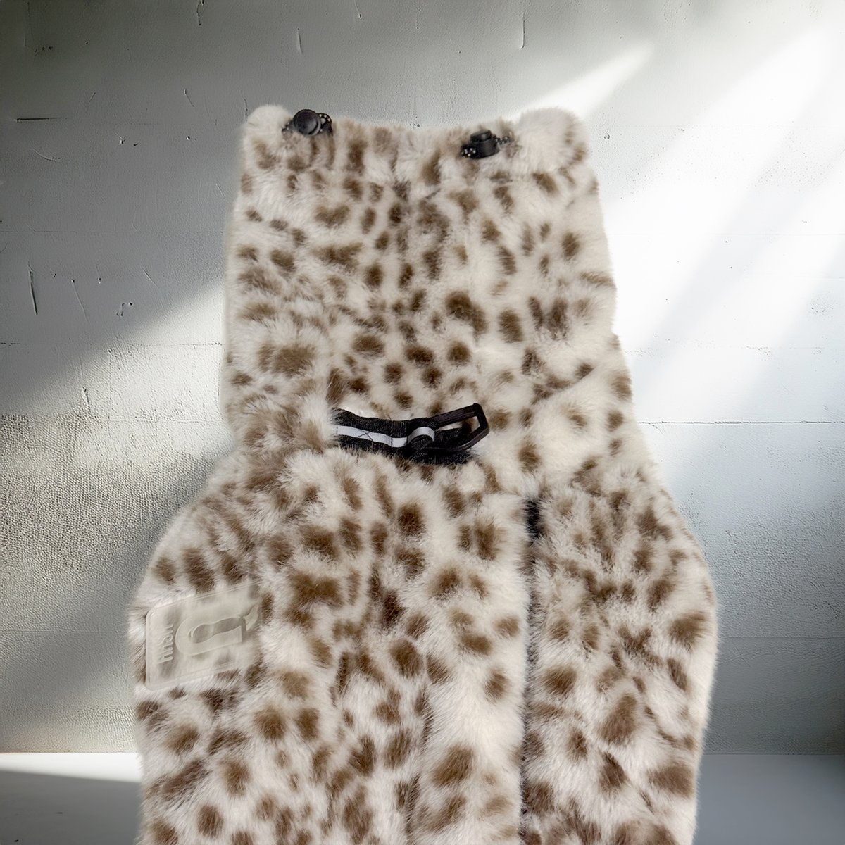 ECO-FUR LEOPARD ZIP-UP ROMPERS:IVORY//ｴｺﾌｧｰﾚｵﾊﾟ