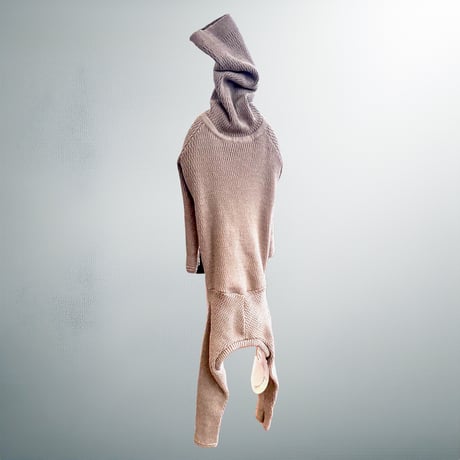thermal knit rompers:graige <サーマルニットロンパース:グレージュ>