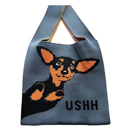 USHH original jaqurt knit bag//ｱｼｭｰｵﾘｼﾞﾅﾙｼﾞｬｶﾞｰﾄﾞﾆｯﾄﾊﾞｯｸ:ﾐﾆﾋﾟﾝ