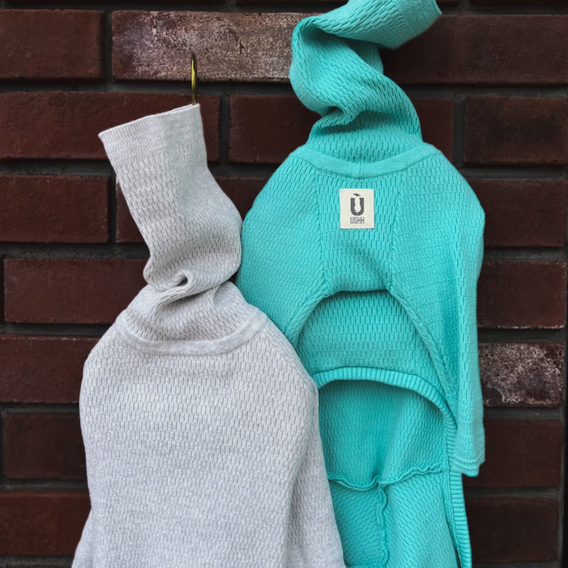 thermal knit rompers : turquoise green <サーマルニッ thermal knit rompers : turquoise green <サーマルニッ