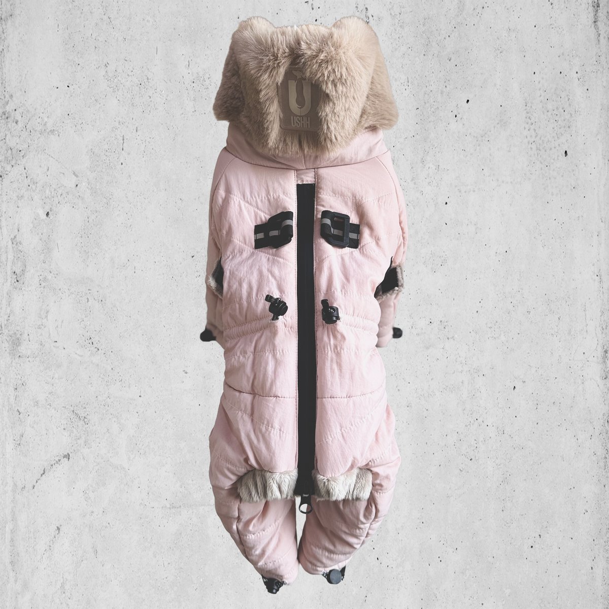 2025NEW ECO FUR SNOW SUIT:SHELL PINK<ｴｺﾌｧｰｽﾉｰｽｰ