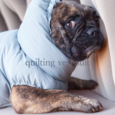 <FRENCH BULLDOG> QUILTING VEST: Dusty Blue <フレンチブルドッグ:ｷﾙﾃｨﾝｸﾞﾍﾞｽﾄ: ﾀﾞｽﾃｨﾌﾞﾙｰ>