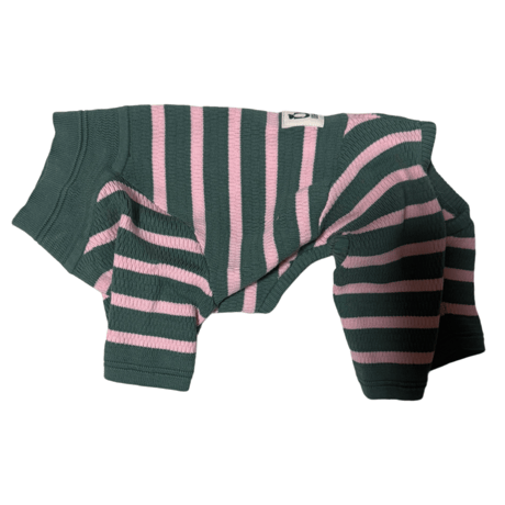 <FRENCH BULLDOG> Thermal Knit Rompers: border <フレンチブルドッグ:ｻｰﾏﾙﾆｯﾄﾛﾝﾊﾟｰｽ: ﾎﾞｰﾀﾞｰ>