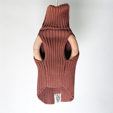 Rib stretch knit tops:CAMEL// リブストレッチニットトップス: キャメル
