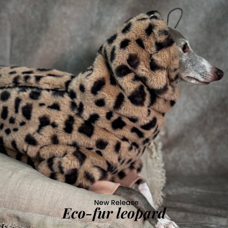 ECO-FUR LEOPARD ZIP-UP ROMPERS:BROWN //ｴｺﾌｧｰﾚｵﾊ