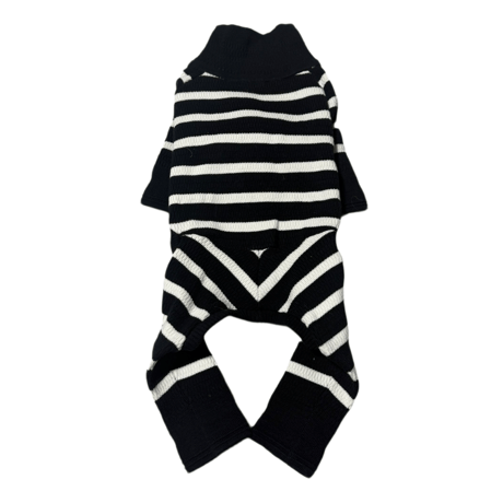<MINIATURE SCHNAUZER> Thermal Knit Rompers: black border  <ﾐﾆﾁｭｱｼｭﾅｳｻﾞｰ:ｻｰﾏﾙﾆｯﾄﾛﾝﾊﾟｰｽ: ﾌﾞﾗｯｸﾎﾞｰﾀﾞｰ>
