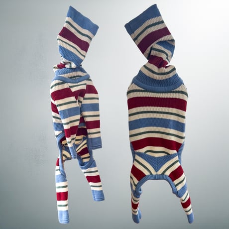 thermal knit rompers:BLUE MULTI <サーマルニットロンパース:ブルーマルチ>