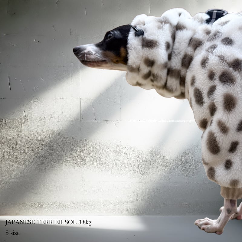 ECO-FUR LEOPARD ZIP-UP ROMPERS:OFF WHITE //ｴｺﾌｧ