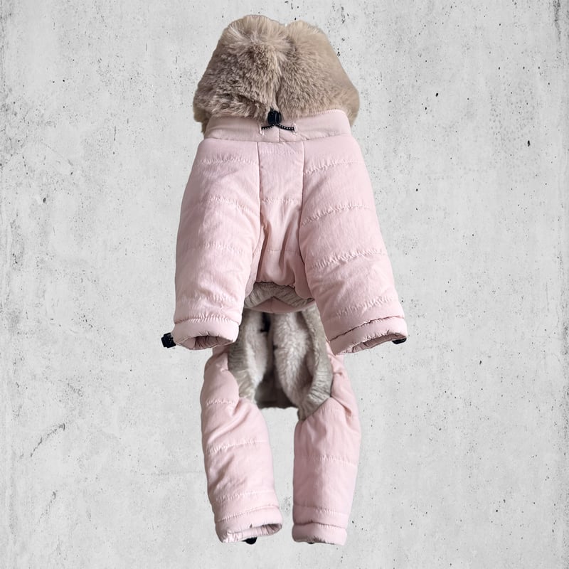 2025NEW ECO FUR SNOW SUIT:SHELL PINK<ｴｺﾌｧｰｽﾉｰｽｰ