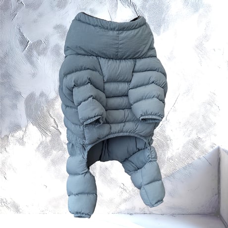 <FRENCH BULLDOG> QUILTING SNOW SUIT:DUSTY BLUE <フレンチブルドッグ:ｷﾙﾃｨﾝｸﾞｽﾉｰｽｰﾂ: ﾀﾞｽﾃｨﾌﾞﾙｰ>