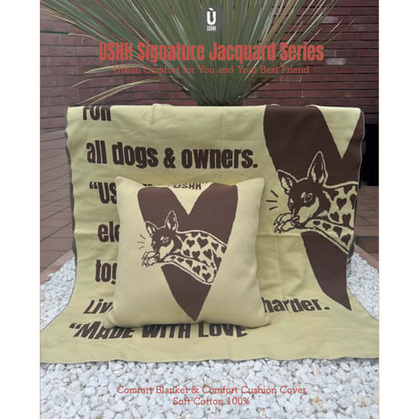 Signature jacquard cushion cover YELLOW.PIN//シグネチャージャガードクッションカバー　イエローピン
