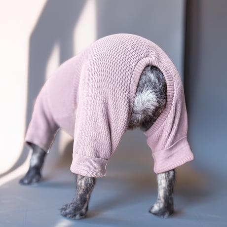 <FRENCH BULLDOG> Thermal Knit Rompers: border <フレンチブルドッグ:ｻｰﾏﾙﾆｯﾄﾛﾝﾊﾟｰｽ: ﾎﾞｰﾀﾞｰ>
